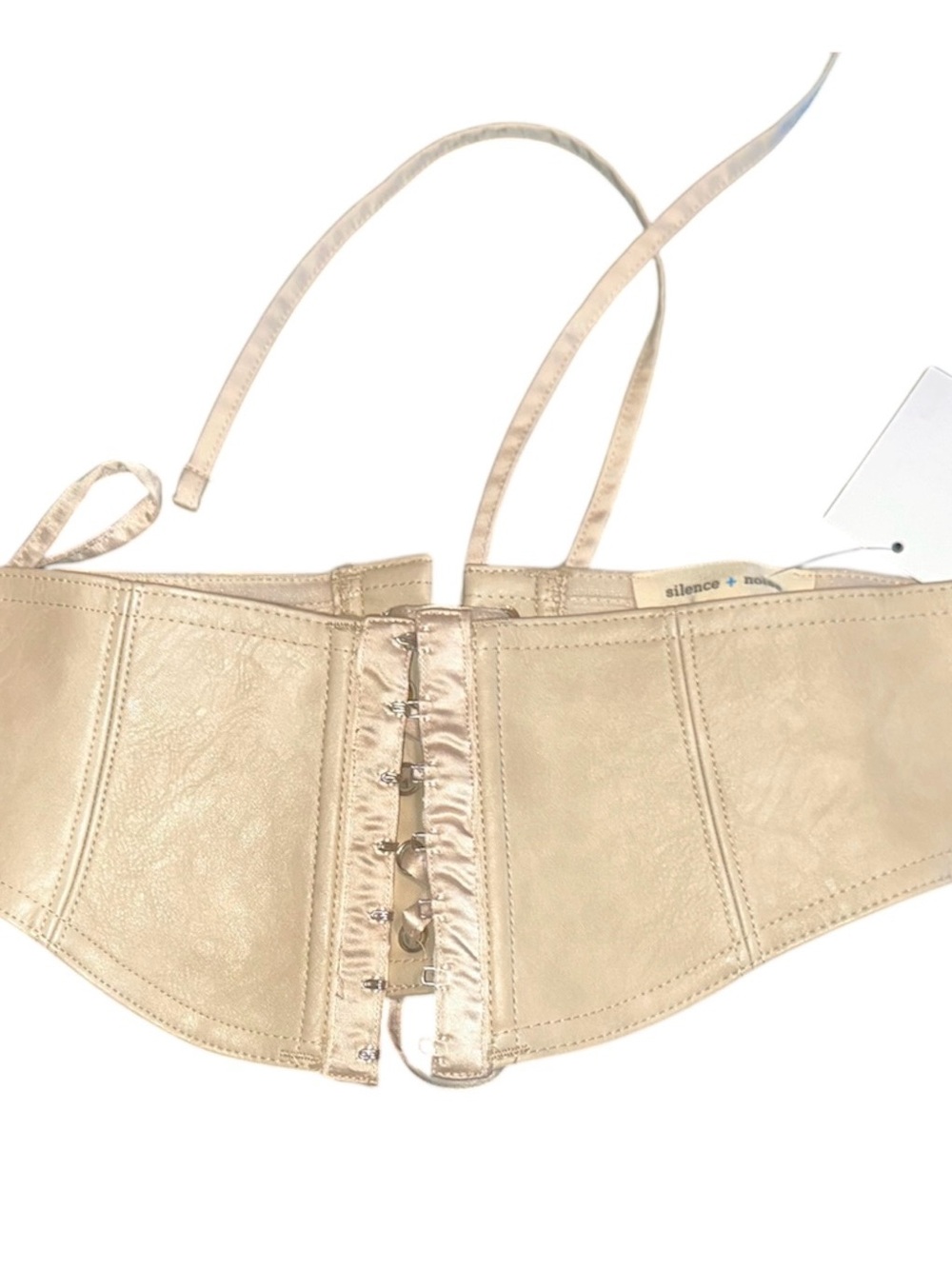 silence + noise nude Cream Lace-Up Waist Corset Belt
